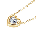 Heart Necklace with 1ct Moissanite Diamond, Gold Plated on Silver Plated Silver
