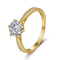 1ct Moissanite Diamond Ring, 18k Gold Plated Silver, Certified